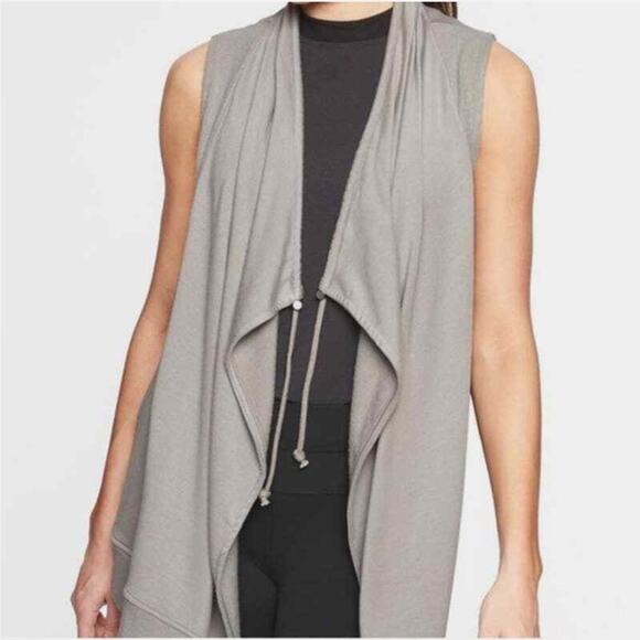 Athleta Mindsight Drawstring Open Front Long Line Sleeveless Vest Grey Size S - Picture 2 of 12
